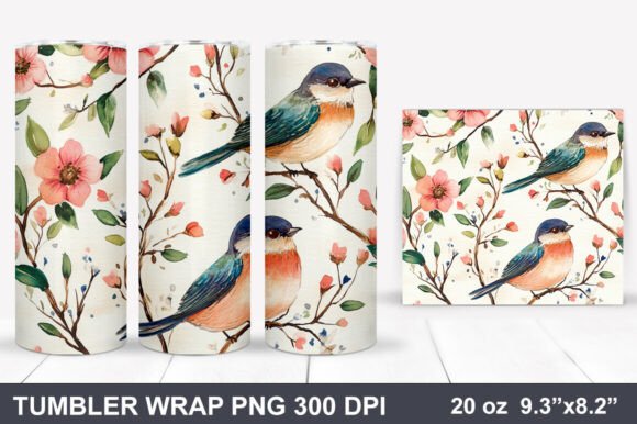Download Bird and Flowers Tumbler Wrap - Premium Bundle