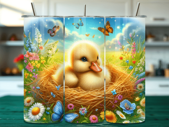 Download Baby Duckling Bird Nest Floral Tumbler - Premium Resources