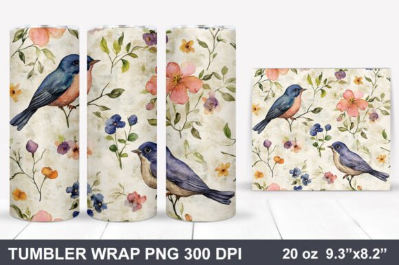 Download Bird and Flowers Tumbler Wrap - Premium Bundle