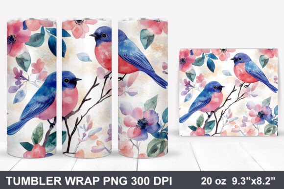 Download Bird and Flowers Tumbler Wrap - Premium Resources