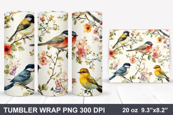 Download Bird and Flowers Tumbler Wrap - Premium Resources