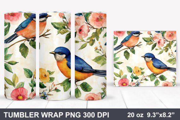 Download Bird and Flowers Tumbler Wrap - Premium Resources