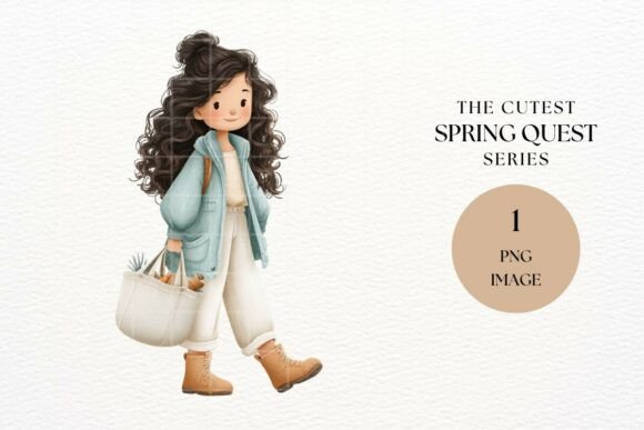 Download Curly Grocery Girl Clipart Character Art - Character art Collection