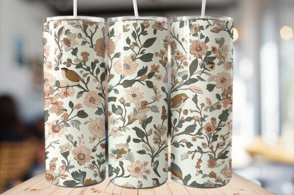 Download Vintage Bird &amp; Flowers Tumbler Wrap - Premium Resources