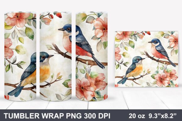 Download Bird and Flowers Tumbler Wrap - Premium Resources