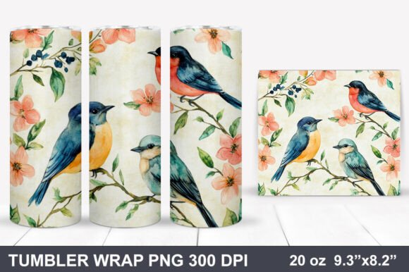 Download Bird and Flowers Tumbler Wrap - Premium Bundle