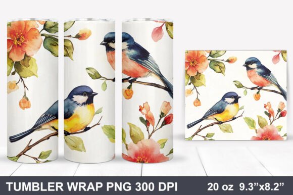 Download Bird and Flowers Tumbler Wrap - Premium Bundle